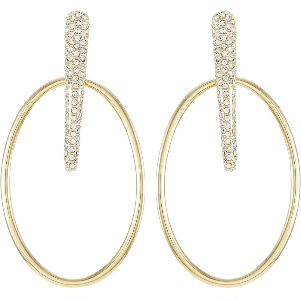 Vince Camuto Gold Tone Glass Stone Spike Large Hoop Earring